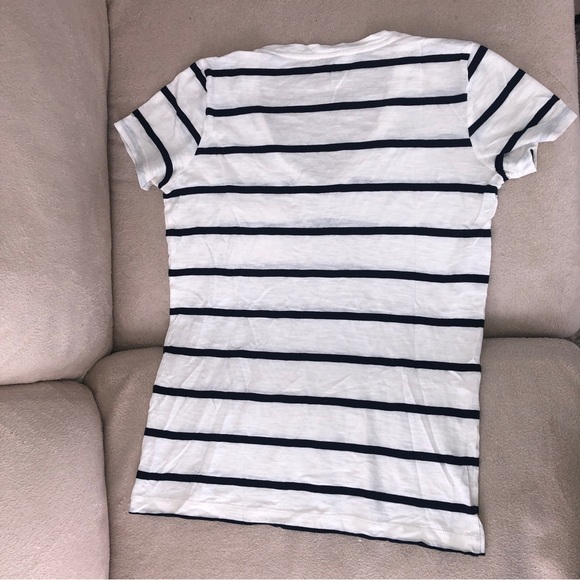 Blue & White Striped Madewell V-Neck | XS - Picture 5 of 5
